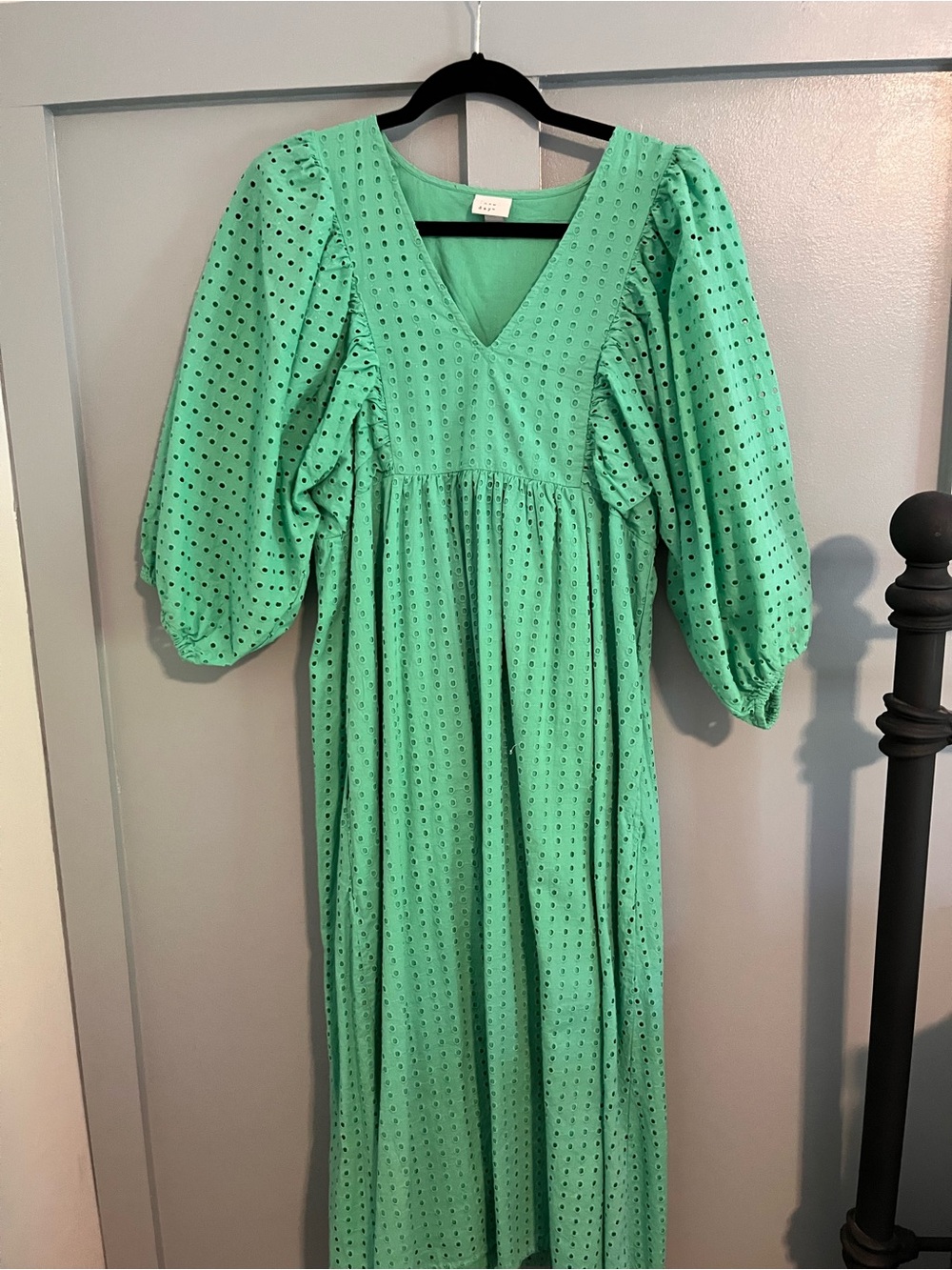 a new day Mint Green Eyelet Maxi Dress with Puff Sleeves